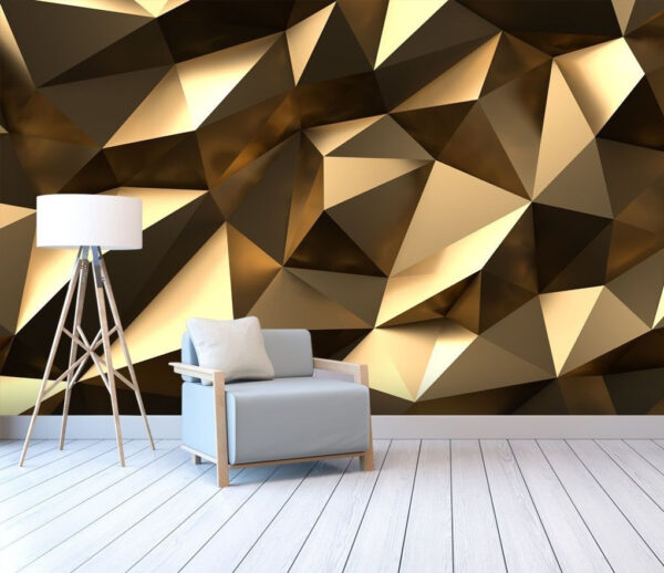 Motivo geometrico sfaccettato in bronzo Carta da parati Motivo geometrico sfaccettato in bronzo