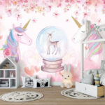 Carta da parati Pittura ad acquerello di un unicorno