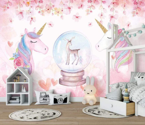 Pittura ad acquerello di un unicorno Carta da parati Pittura ad acquerello di un unicorno