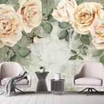 Carta da parati Rose eleganti con sfondo strutturato.