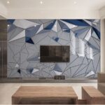 Carta da parati Forme triangolari bianche e blu