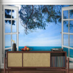 Carta da parati Finestra con vista sull'oceano
