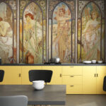 Carta da parati Gruppo di donne in stile art nouveau