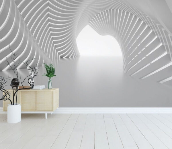 Design futuristico a spirale architettonica bianca Carta da parati Design futuristico a spirale architettonica bianca