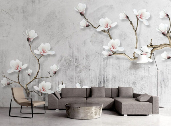 Delicate magnolie su rami eleganti Carta da parati Delicate magnolie su rami eleganti