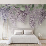 Carta da parati I fiori di lavanda pendono con grazia verso il basso.