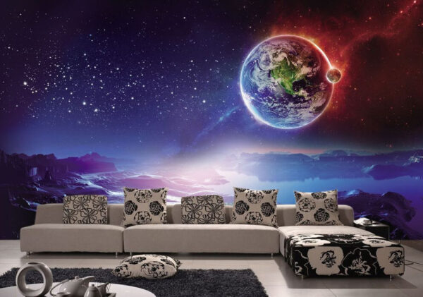 Paesaggio alieno sotto la notte stellata Carta da parati Paesaggio alieno sotto la notte stellata