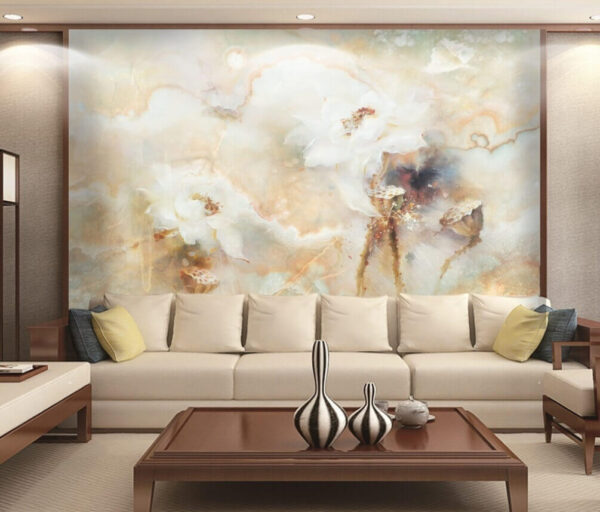 Pittura di fiori su una superficie di marmo Carta da parati Pittura di fiori su una superficie di marmo