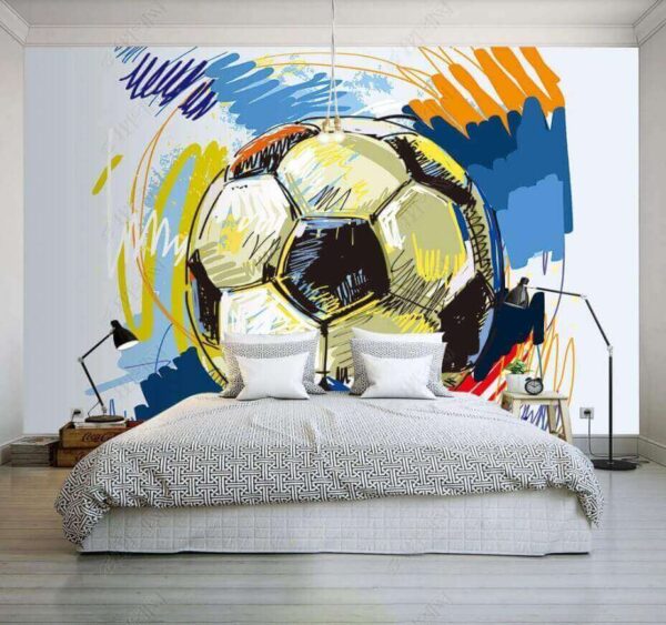 Illustrazione vibrante di un pallone da calcio Carta da parati Illustrazione vibrante di un pallone da calcio