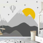 Carta da parati Mongolfiera sulle montagne