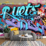 Carta da parati Graffiti urbani dai colori vivaci
