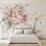 Carta da parati Pittura di fiori rosa