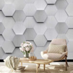 Carta da parati Esagoni bianchi su una parete