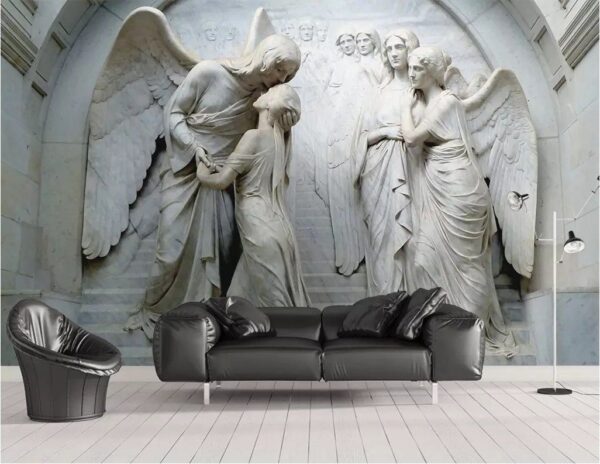 Statua di un uomo che bacia una donna Carta da parati Statua di un uomo che bacia una donna
