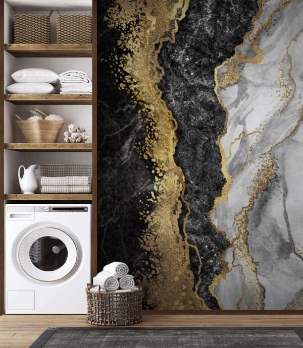 Marmo elegante con accenti metallici Carta da parati Marmo elegante con accenti metallici
