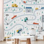 Carta da parati Mappa delle auto e degli edifici