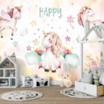 Carta da parati Acquerello di un unicorno