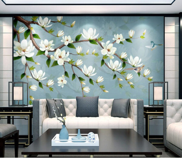Fiori bianchi su un ramo Carta da parati Fiori bianchi su un ramo