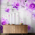 Carta da parati Rose viola da un soffitto