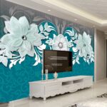Carta da parati Design floreale blu e bianco