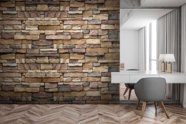 Design del muro di pietra a motivi Carta da parati Design del muro di pietra a motivi