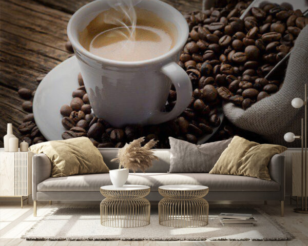 Tazza di caffè da cui esce vapore Carta da parati Tazza di caffè da cui esce vapore