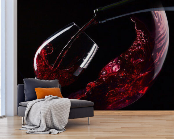 Versamento di un bicchiere di vino rosso Carta da parati Versamento di un bicchiere di vino rosso