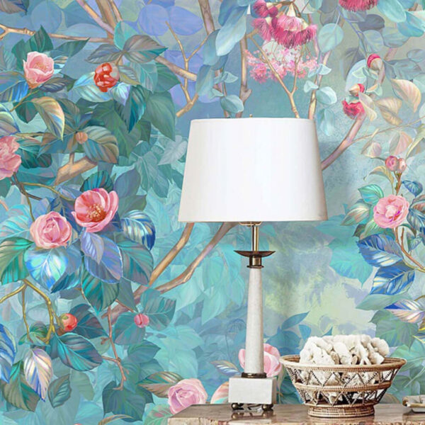 Pittura di un albero con fiori Carta da parati Pittura di un albero con fiori