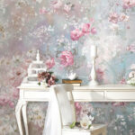 Carta da parati Pittura di fiori su una parete