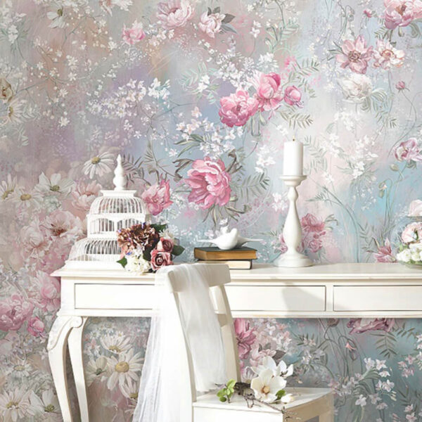 Pittura di fiori su una parete Carta da parati Pittura di fiori su una parete
