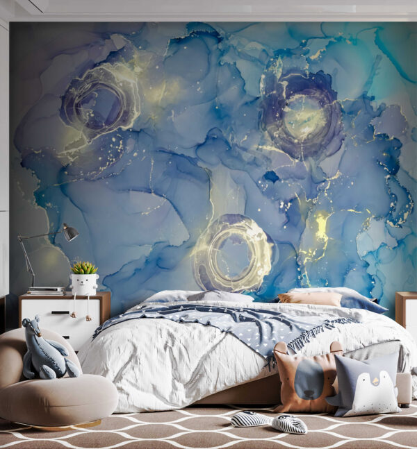Pittura blu e bianca Carta da parati Pittura blu e bianca