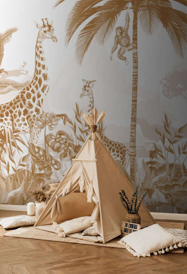 Giraffa e uccello Carta da parati Giraffa e uccello