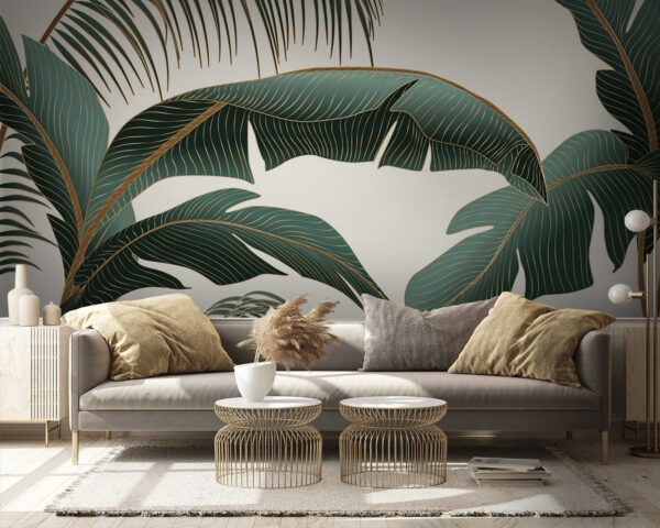 Foglie tropicali con motivi intricati Carta da parati Foglie tropicali con motivi intricati