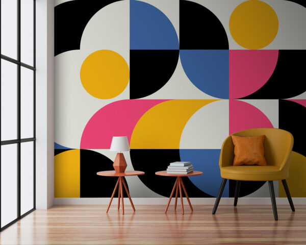 Cerchio giallo con sfondo grigio Carta da parati Cerchio giallo con sfondo grigio