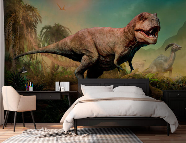 Dinosauro con corna e collo lungo Carta da parati Dinosauro con corna e collo lungo