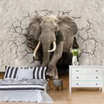 Carta da parati Elefante che sfonda il muro.