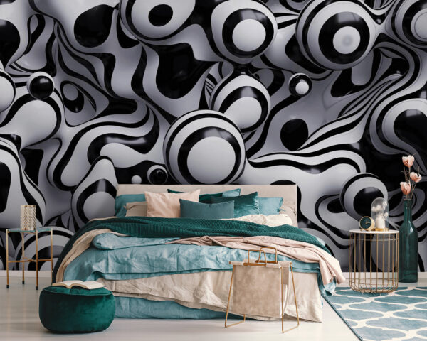 Modelli astratti a vortice in bianco e nero Carta da parati Modelli astratti a vortice in bianco e nero
