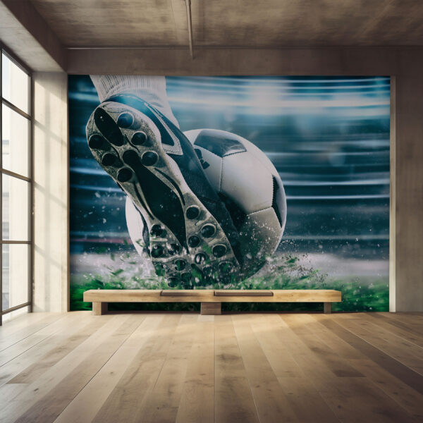 La scarpa da calcio colpisce il pallone Carta da parati La scarpa da calcio colpisce il pallone