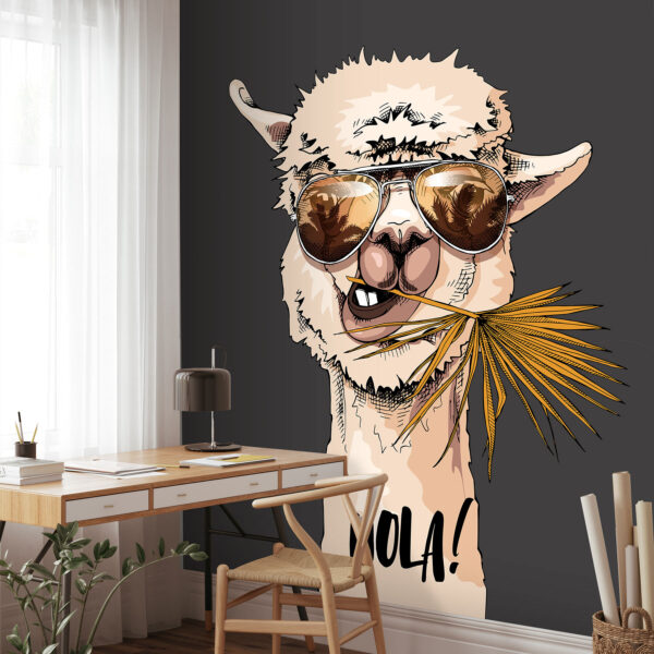 Llama che si rilassa con occhiali da sole Carta da parati Llama che si rilassa con occhiali da sole