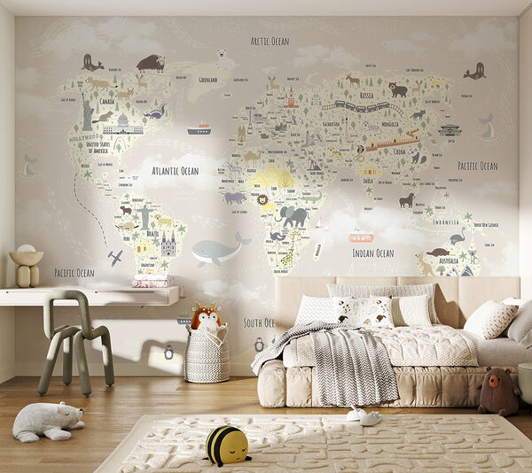 Carta da parati murale Mappa del mondo