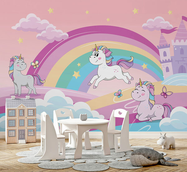 Vignetta di un unicorno Carta da parati Vignetta di un unicorno