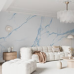 Carta da parati Texture marmorea chiara con venature blu.