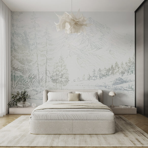 Disegno di una montagna Carta da parati Disegno di una montagna