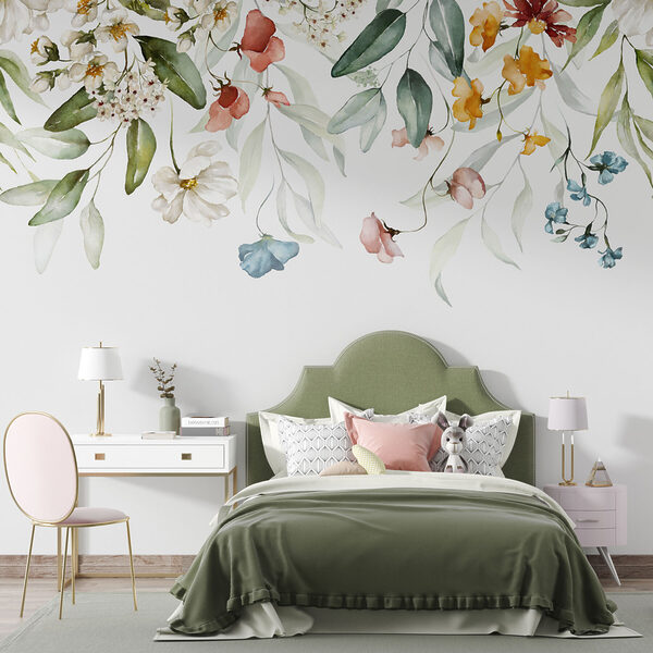 Elegante composizione floreale su sfondo bianco Carta da parati Elegante composizione floreale su sfondo bianco