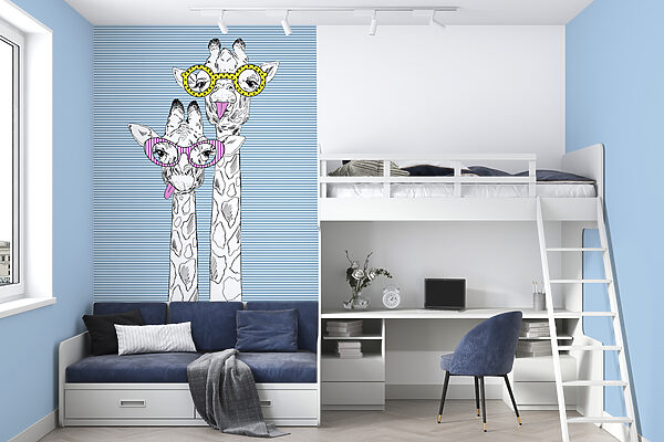 Coppia di giraffe con occhiali Carta da parati Coppia di giraffe con occhiali