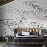 Carta da parati Gruppo di balene che nuotano nell'acqua