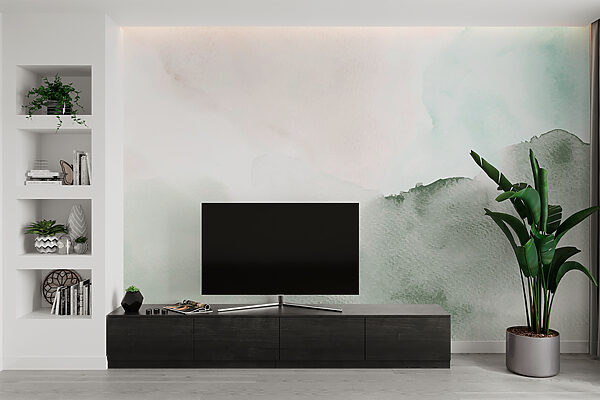 Pittura astratta ad acquerello verde e bianca Carta da parati Pittura astratta ad acquerello verde e bianca