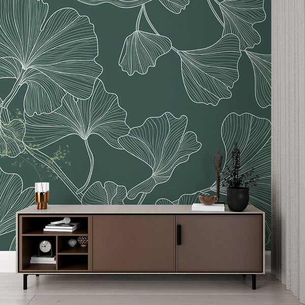 Elegante disegno di foglie di ginkgo Carta da parati Elegante disegno di foglie di ginkgo
