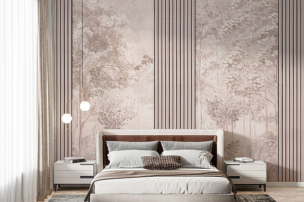 Carta da parati Carta da parati Albero con foglie in una foresta nebbiosa (COD: w00670v1)