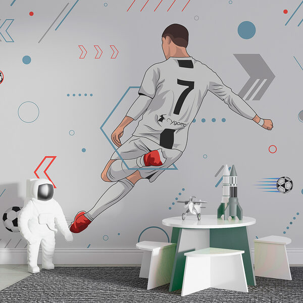 Giocatore che calcia con forza il pallone da calcio Carta da parati Giocatore che calcia con forza il pallone da calcio